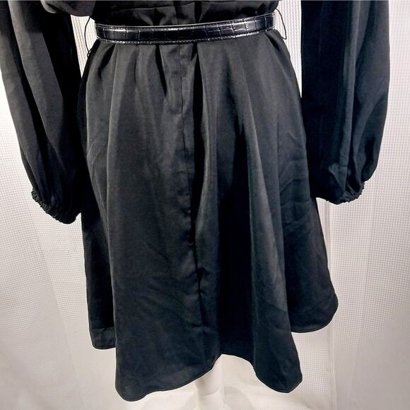 NWT@$120! BANANA REPUBLIC! LUXE BLACK POUF SLEEVE, BELTED WAIST DRESS! SZ 6 - Picture 7 of 12